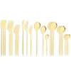 Covered Golden Stainless Steel Cutlery 24pcs Gold Tableware Cutlery Dinner Set LNIFE Fork and Spoon Couverts De Table Vaisselle X0253O