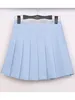 Kjolar våren hög midja boll veckade harajuku denim solid a-line sjöman kjol japansk skoluniform