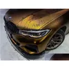 Автомобильные наклейки Matte Metallic Midnight Gold Vinyl Vrap Пленка Клейкая наклейка наклейка темно -золотая металлическая рулона с выпуском воздушного воздуха доставка Dhnov