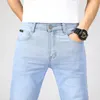 2023 Pantalones vaqueros de negocios de estilo clásico de marca para hombre, pantalones vaqueros azules cielo informales, rectos, ajustados, versátiles de alta calidad, 231222