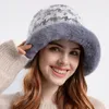 Berets Winterhut für Frauen plus Samtplaid Fischermütze Plüsch Damen Hüte warmer Ohrschutz