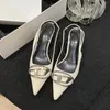 Scarpe vestiti sandali femminili di una parola tendenza fibbia sottile tallone singolo tacchi alti sexy