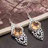 Dangle Ohrringe Hermosa facettierte sonnige Honigtopaz Silber für Frauen Mode Schmuck 2 1/4 Zoll ME042