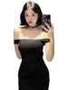 Casual Dresses Womengaga Spicy Girl One Shoulder Dress Elegant 2023 Sexig Slim Short Women's Streetwear Fahsion Women Tank Tops LH6S