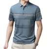 Herren-T-Shirts kurzärmeligte T-Shirt im mittleren Alter im mittleren Alter Casual Echter Pocket Dad tragen gestreifte Baumwollmantel