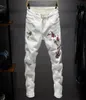 brand men jeans fashion 2018 embroidered denim jeans fit ripped tide white black blue denim trousers 38 36 34 288437267