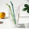 Drinking Straws 1pc Reusable Glass Colorful Straw Eco-friendly High Borosilicate Party Favors Bar Drinkware