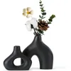 Vases 2Pcs Ceramic Vase Unique Irregular Shape Flower Modern Plant For Home Table Centerpiece Decoration