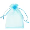 Smyckespåsar 50 stycken 4 by 6 tum Organza Presentväskor Drawstring Wedding Party Favor (Aqua Blue)