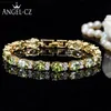 Dubaï jaune or couleur bijoux ovale ovale cristal vert connect bling cz chic bracelet dames bracelet for women ab079 link chai2418