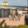 Fine Jewelry 18k Gold Plated Shining Butterfly Design Hoop Earrings Moissanite Diamond Iced Out 925 Silver Hanging Hoop Earrings