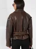 Damesleer Faux Leather RR2763 Vintage nep lederen vlecht met imitatiebanden Jassen vrouwen mode suède paars lederen jas uithol schouder t231223