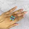 Clusterringen Dubai voor vrouwen blauwe dennensteen trendy ethiopië 24k ronde gouden kleur Afrikaans huwelijksfeest geschenken Hallowe cadeau