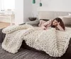 Blankets 13color Hand Chunky Knitted Blanket Thick Yarn Woollike Polyester Bulky Winter Soft Warm Throw Drop5713804
