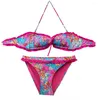 Kvinnors badkläder design flicka rosa blomma tryck bikini set kvinnor baddräkt biquini baddräkt maillot de bain