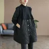 Trench feminina casacos outono inverno malhas soltas moda moda suéter coreano Splicing Cotton Coat Ladies Ladies Médio a Long Top Roupas