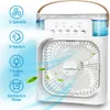 Ventilador de aire de aire mini aire acondicionado portátil con luces LED de 7 colores USB Ventilador de aire Humidificador Purificador Noche Luz para Home269h