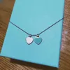 Necklace Designer Jewelry t for Women Creative Double Heart Chains Lovely Please Return to Design Ladies Street Dress Love Simply b