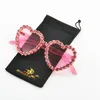 Lunettes de soleil Designeurs de luxe en strass femelles chics roses rondes Bling Crystal Fashion Nuances TRENDY 2022 NX2367