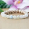 MG0969 8 mm Moonstone Aquamarine Sandwood Bracelet Heart Chakra Healing Crystals Bracelet Positive Energy Gift for Her335Z