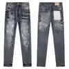 Purple Jeans Mens modetrender nödställda svart rippade cyklist Slim Fit Motorcykel Mans byxor 28-40 CO8W