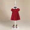 Sukienki dla dziewczynki czerwony guziki Projekt z krótkim rękawem Doll Kllar Sukienka