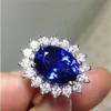 Lady's Blue Sapphire Gemstone 10ktホワイトゴールドフィルムチャームロイヤルウェディングプリンセスケイトダイアナリング