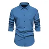 Camisas casuales para hombres camisa de solapa para hombres estilo de negocio formal manga larga con botones suaves de ajuste delgado para la oficina desgaste transpirable