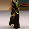 カジュアルドレスルーズとビーチサンドレス：中国本土の女性の足首の長さのボヘミアンプリントVLCQからのノースリーブドレス