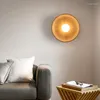 Vägglampor nordiska moderna heminredning natur solid trä kropp rund platta sconce lampor led sovrum korridor enkel design luster