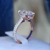 Med sidogonter Tisonliz 2023 4 Claw Crystal Engagement Rings for Women Wedding Finger Female Anel Rose Gold Fashion Jewelry