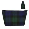 Sacs de cosmétiques Black Watch Tartan horloge verte et sac de maquillage bleu Femme Organisatrice de voyage Clans mignons de toilette de rangement en Écosse