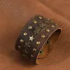 Braccialetti di fascino 2024 gioielli fatti a mano intrecciato vera braccialetto in pelle uomini vintage cuffia larga stella pulsera hombre