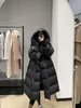 Donne Donne Down Parkas Grande trapunta che indossa due giacche da oca bianca inverno inverno New addensato lungo ginocchio con cappuccio per il ginocchio di nicchia