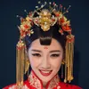 Chinese Style Bride Headwear Ancient Costume Phoenix Coronet Red Ornaments Headwear Marry Full Dress Cheongsam Hair Decorate240g