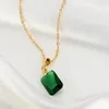 Pendant Necklaces Huitan Square Green Cubic Zirconia Necklace For Women Simple Stylish Design Gold Color Bridal Wedding Jewelry