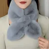 Sjaals wraps Koreaanse vaste dubbelzijdige imitatie konijn bont pluche sjaal sjaal winter warme nekbescherming dikker winddicht dames slabbetje