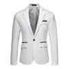 Costumes pour hommes Men Lightweight Elegant Slim Fit Suit Cost Matter avec des poches à bouton unique pour Business Wedding Party Blanc Blanc