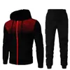 Herren-Trailsuiten Herbst Winter-Trailsuit Anzug Polka Dot Reißverschluss Hoodies Jacken Kordelhosen Set 2 Stück Outfit Jogging Sportswear M-3xl