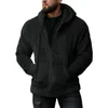 Vestes pour hommes Men manteau peluche Hiver à capuche épaisse chaude avec fermeture à glissière à cordon pour la veste extérieure à manches longues