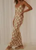 Robes décontractées mode femme en été long cocktail robe sans manches à chare de niveau de carbone imprimé bracelet spaghetti skin-friendly