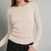 Camicette da donna Donne a colori solidi top chic streetwear slim fit-a-colta tops per il pulizia a maniche lunghe ad alta elasticità sexy