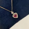 Ins Top Sell Sparkling Brand Luxury Jewelry 925 Sterling Silvergold Fill Heart Pendant Ruby CZ Diamond Gemstones Party Weddd2273