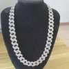 Lifeng Hot Selling 18Mm Breedte Twee Rijen Sier Vergulde VVS Moissanite Hip Hop Sieraden iced Out Diamond Cubaanse ketting