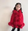 Spädbarnsflicka prinsessa mantel mode vinter varma barn flickor söta päls huva jacka barn poncho ytterkläder rock3084270