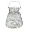 Accessories 1pc Foldable Steel Wire Fishing Cage Fish Crab Squid Shrimp Trap Spring Door Portable Fish Basket Net Fishing Pot