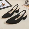 Sandals Chaussures pour femmes 2023 Fashion High talons estivaux Toe pointu élastique Simple Shallow Cut Square Zapatos de Mujer