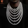 Lifeng sieraden Hip Hop Cuban Link Chain 18K Wit Golden vergulde Baguette Moissanite Diamond Sterling Silver Miami Cuban ketting