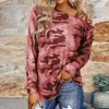 Women's Blouses Crossed Straps Hollow Out Women Blouse Long Sleeve Camouflage Printed Slash Neck Top Club Wear