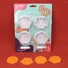 Baking Moulds 4Pcs Eid Mubarak Cookie Cutter Set Plastic 3D Castle DIY Biscuit Stamp Embossed Fondant Mold Accessories